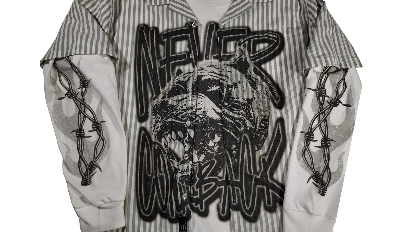 White Sage "Never Comeback" Double Layer Shirt