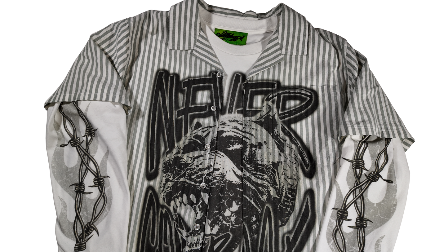 White Sage "Never Comeback" Double Layer Shirt