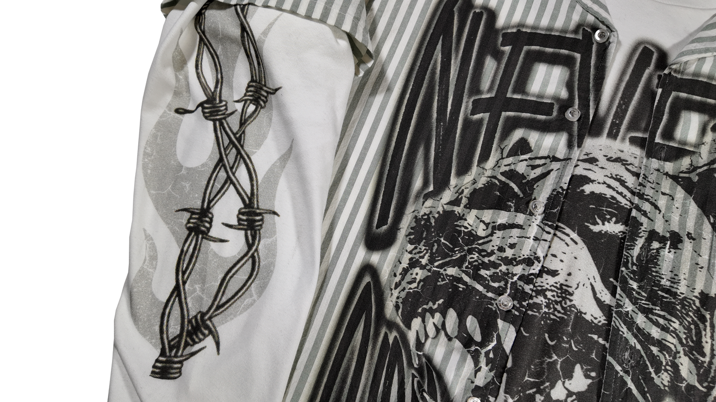 White Sage "Never Comeback" Double Layer Shirt
