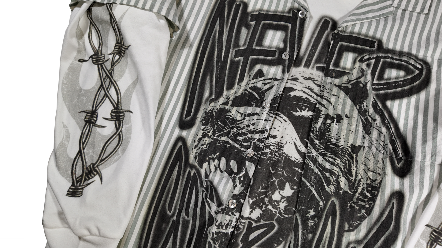 White Sage "Never Comeback" Double Layer Shirt
