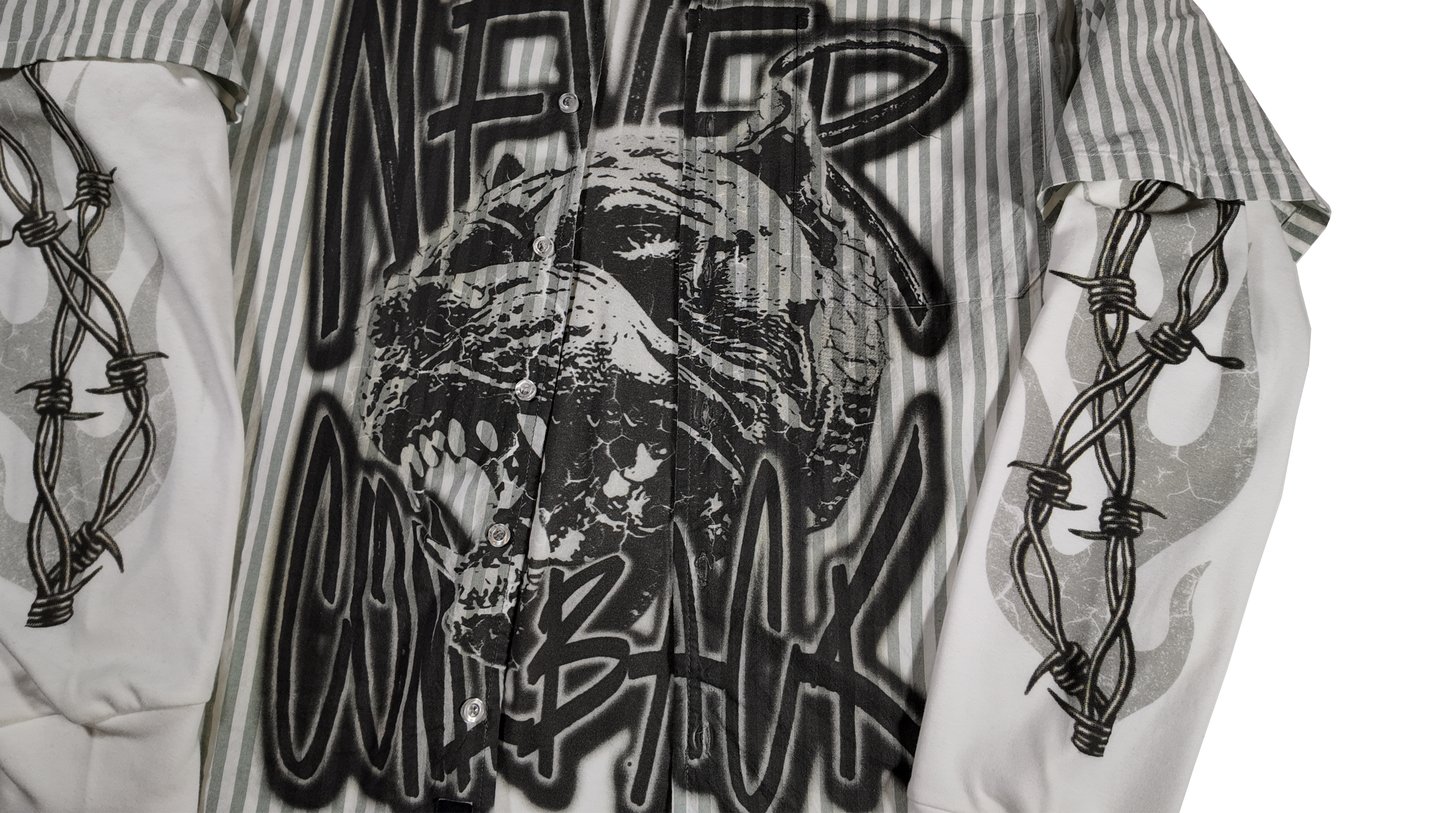 White Sage "Never Comeback" Double Layer Shirt